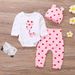 Mother & Kids Cute Giraffe Print Jumpsuit Polka Dot Pants And Hat Set_voghion.com