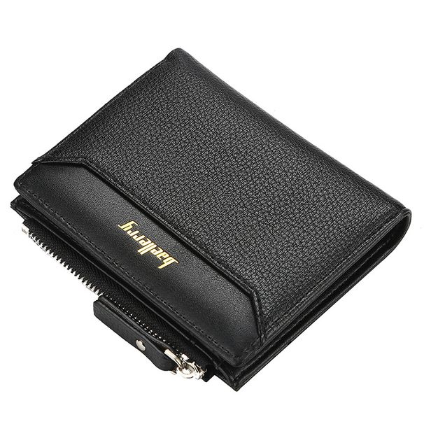 Men's short wallet baellerry version with multiple card slots for driver's license card holder thin zipper buckle coin purse_voghion.com