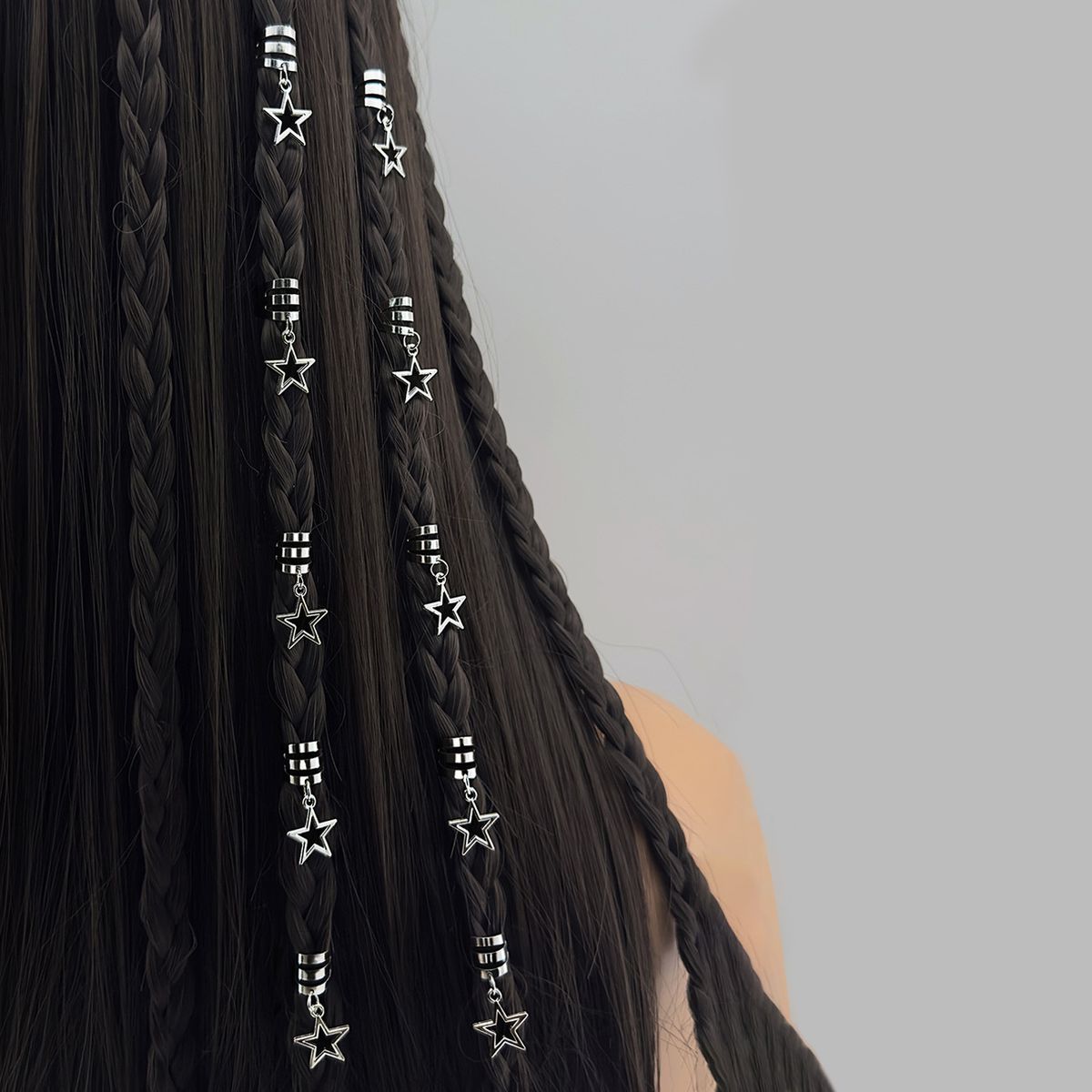 10-teiliges europäisches und amerikanisches Bestseller-Zubehör für DIY-Perücken und Dreadlocks, ausgehöhlte, sternförmige Zopf-Haarverlängerungsringe_voghion.com