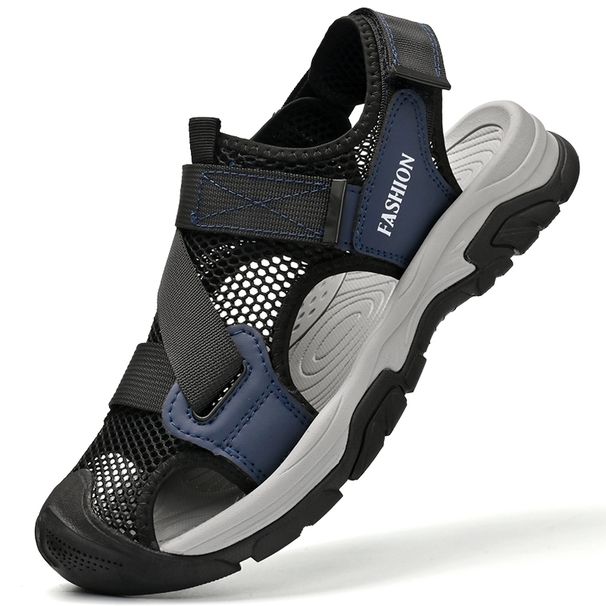 2024 Summer Men's Large Size Sandals Outdoor Beach Shoes Velcro Toe Sandals Head Layer Leather Breathable Casual Shoes_voghion.com