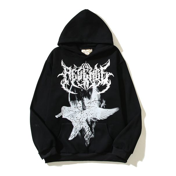 2024 Autumn Winter New Phantom Thorn Print American Style Loose High Street Fleece Hoodie Unisex_voghion.com