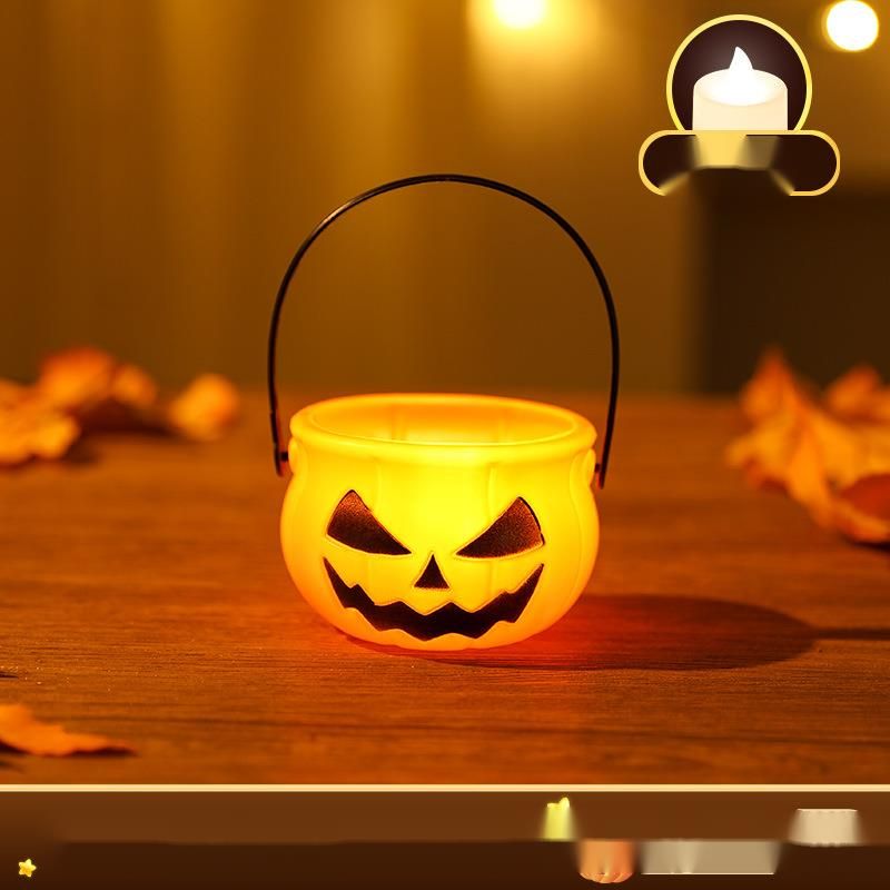 Halloween Lantern Basket Children's Handheld Candy Box Trick-or-Treat Props Toy Decoration Pumpkin Bucket_voghion.com