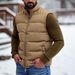 Gilet matelassé d'hiver pour homme - Veste matelassée légère sans manches, col montant, fermeture éclair sur le devant, poches décoratives, indispensable pour la superposition décontractée._voghion.com