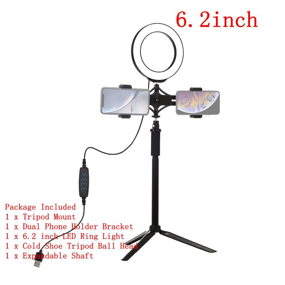 6.2/10 pouces Photo Ringlight Led Selfie anneau lumière téléphone lampe Dimmable photographie éclairage avec trépied support Youtube vidéo_voghion.com