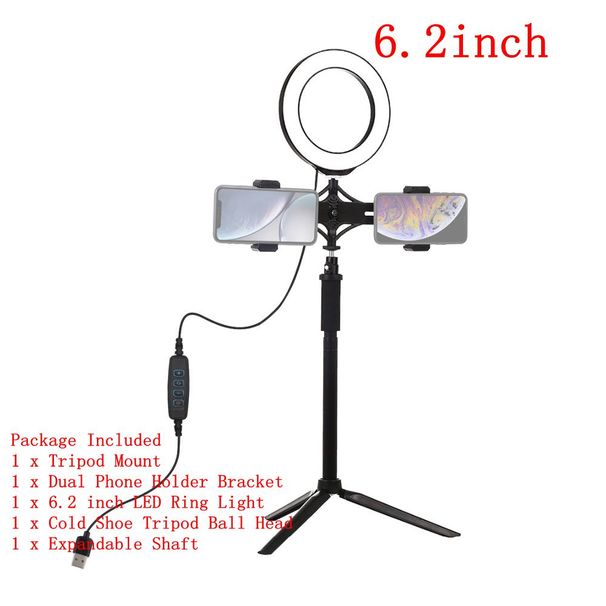 6.2/10 pouces Photo Ringlight Led Selfie anneau lumière téléphone lampe Dimmable photographie éclairage avec trépied support Youtube vidéo_voghion.com