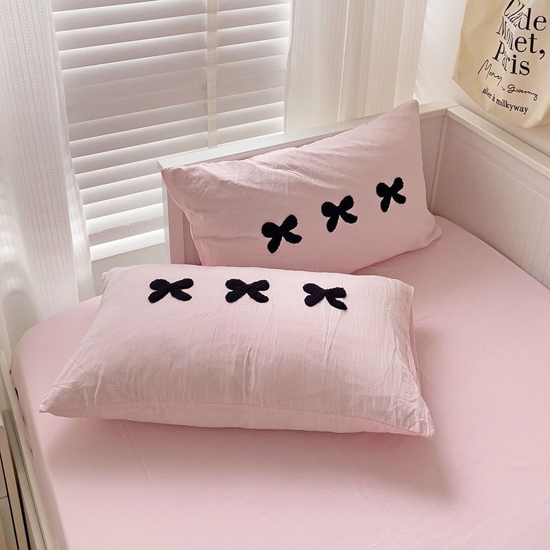Class A INS Towel Embroidery Bowknot Pair Single Pillow Core Inner Pillowcase Bed Embroidered Dustproof_voghion.com