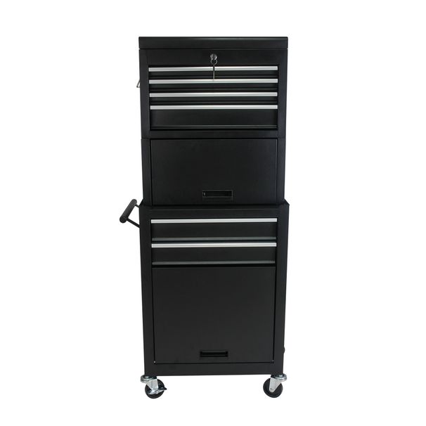 Tool Cabinet On Wheels, 6-Drawer Lockable Rolling Tool Chest W/ 4 Universal Wheels, 2 In 1 Detachable Tool Box Storage Organizer For Garage Workshop Repair Shop, Black_voghion.com