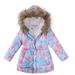 Abbigliamento per bambini Nuovo cappotto invernale lungo con cappuccio e collo di pelliccia stampato in cotone per ragazze Giacca in cotone per bambini_voghion.com