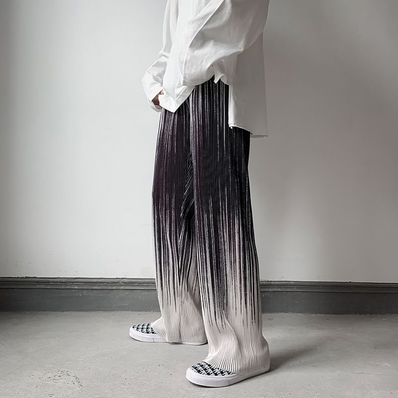 Herrenbekleidung Farbig gestreifte Hosen Herren Ins Style lässige Hose mit weitem Bein Sommer dünne lockere_voghion.com