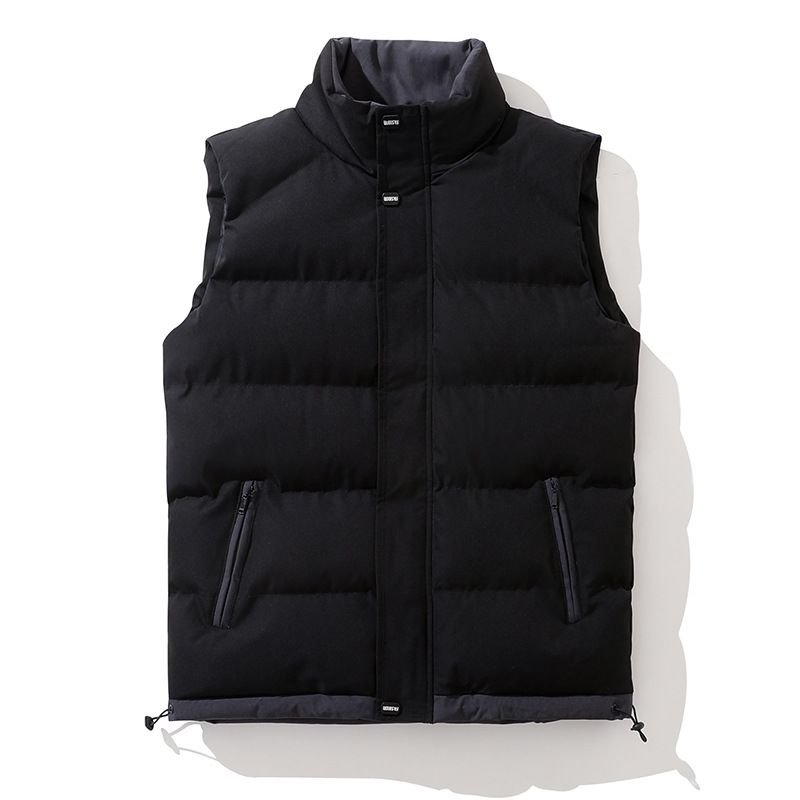 Gilet décontracté en coton pour homme – Col montant, coupe ample, gilet sans manches tendance pour l'automne et l'hiver (noir/blanc/vert kaki/bleu sarcelle, L-5XL)_voghion.com