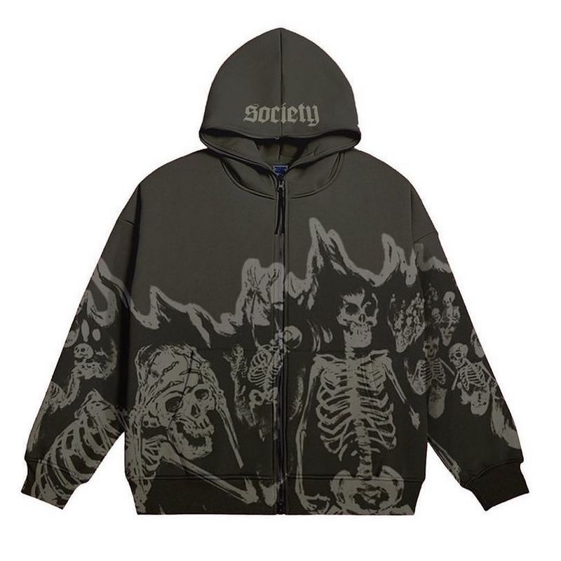 Y2K Millennium Rundhals Skelett Pullover Paar Stil 2022 Herbst/Winter Neue Langarm Totenkopf Top Mantel_voghion.com