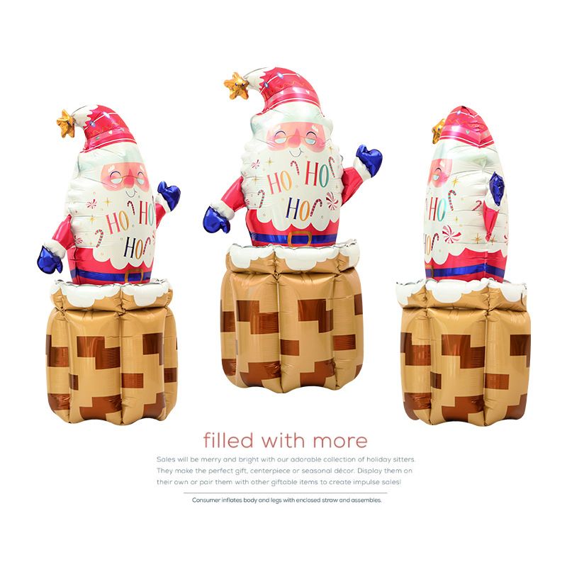 Home & Garden Christmas party decoration photo props toys three dimensional standing Christmas tree chimney Santa Claus cartoon balloon_voghion.com