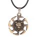 Men Wolf Head Viking Black Rope Pendant Necklaces for Women Steel Wheel Pendant Amulet Metal Jewelry Unisex_voghion.com