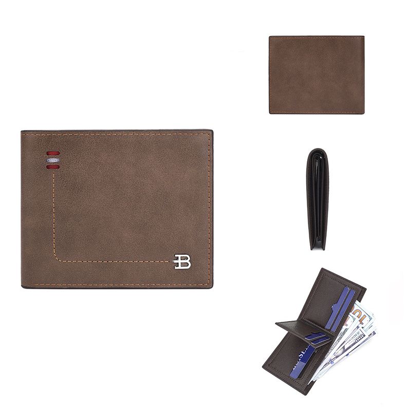 New Men's Short Wallet Baellerry Retro Trifold Open Coin Purse Student Wallet Wholesale_voghion.com