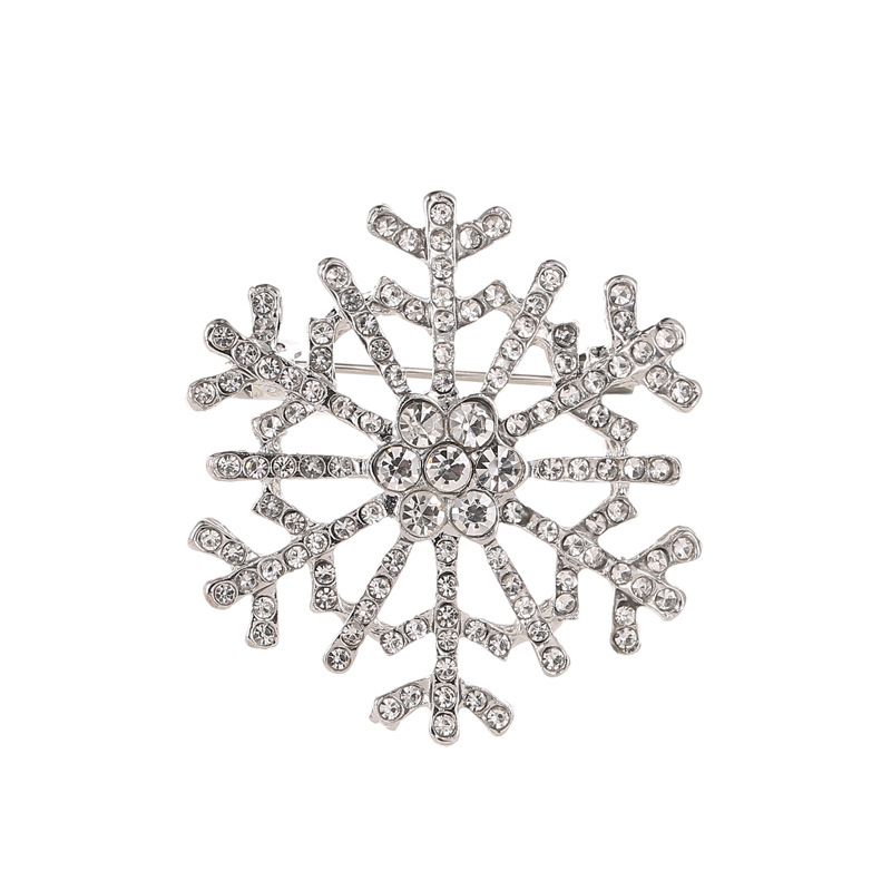 temperament diamond corsage pin Christmas creative Snowflake Brooch fashion metal pin clothing accessories_voghion.com