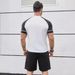 Short Sleeved T-Shirt And Shorts Two-Piece Set, Elastic Color Men's Raglan Sleeve Set_voghion.com