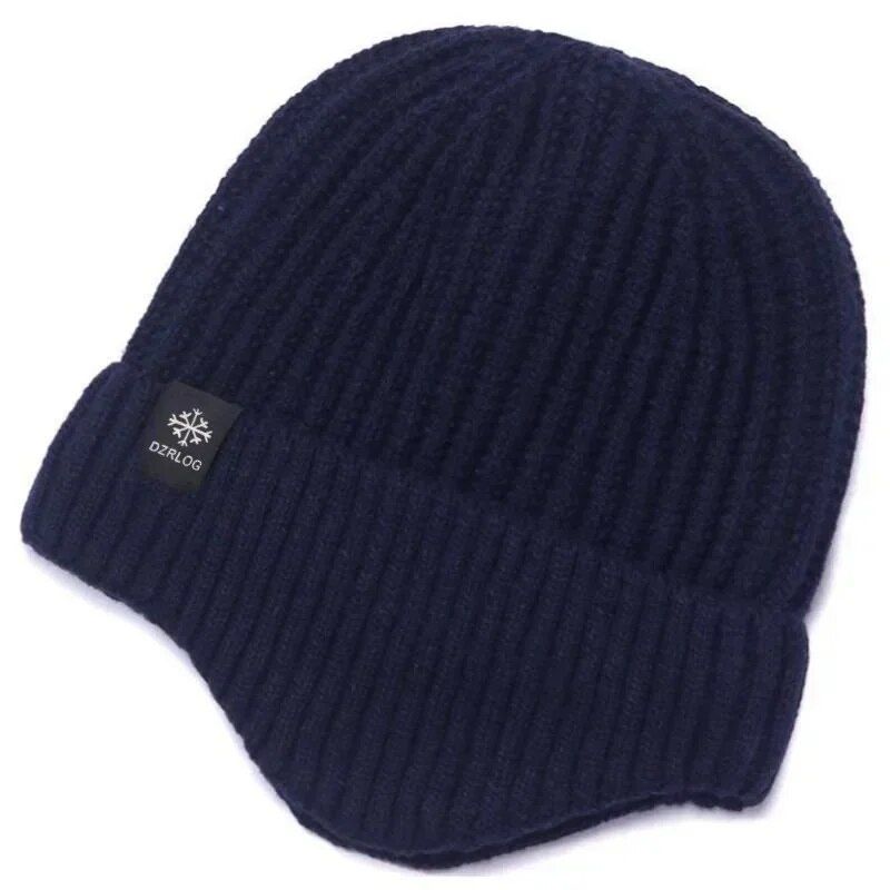 Men's Winter Casual Knitted For Middle-aged Elderly Father's Plush Thick Ear Protection Wool Hat_voghion.com