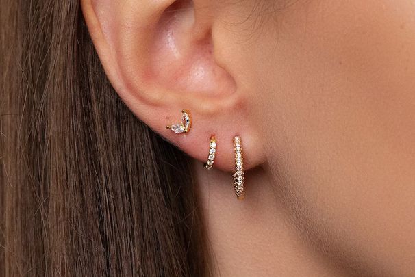 Set di orecchini a forma di nicchia con zirconi, stile geometrico alla moda, con più paia di orecchini leggeri, alla moda e alla moda, per donne._voghion.com