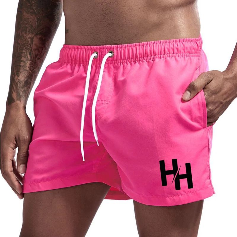 Tendencia bolsillo traje de baño hombre verano impreso pantalones cortos gimnasio hombres fiess casual cool pantalones masculino jogging playa corto_voghion.com