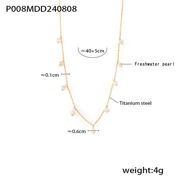 Retro Style Freshwater Pearl Tassel Pendant Necklace For Women, Unique Design, Elegant And Simple, Titanium Steel Clavicle._voghion.com