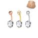 Anello a tre griffe con zircone rotondo, accessorio per ombelico, gioiello per piercing, stile medico europeo e americano_voghion.com