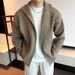 Knitted Sweater For Men, Loose Fit Jacket, Ins Style, Autumn, Stylish Stand Collar, Casual Striped Cardigan, Trendy_voghion.com