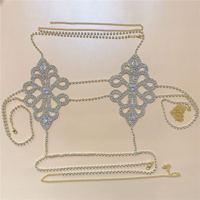 2022 Diamond Body Female Sexy Hollow Lotus Leaf Bikiny Podprsenka Řetízek Doplňky_voghion.com