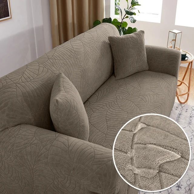 Waterproof All-inclusive Elastic Leaf Jacquard Sofa Cover Sofa Cushion Sofa Cover Cloth Sofa Towel Three-seat Combination Sofa_voghion.com