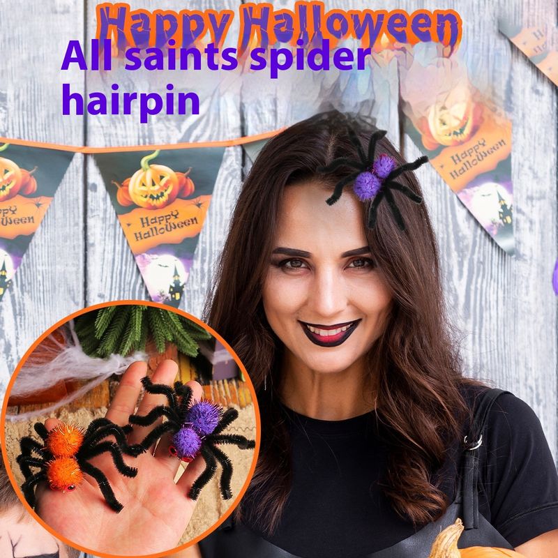 Halloween Spider Hair Clip Halloween Children's Adult Party Decoration Props Funny Spider Hair Clip Hair Accessories_voghion.com