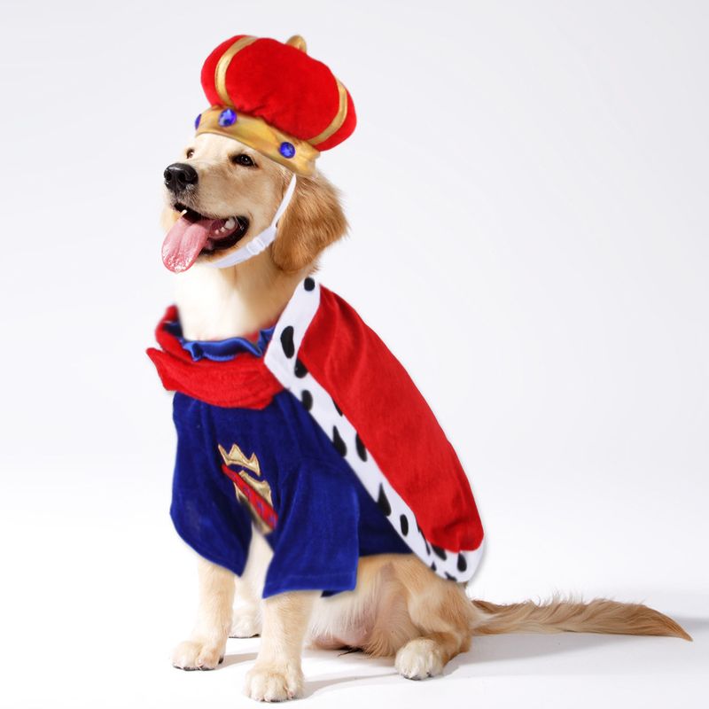 Ensemble de deux accessoires pour chien King Accessory, chapeau, couronne et cape_voghion.com
