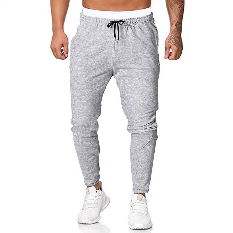 Men’s Essential Joggers – Slim-Fit Casual Sweatpants (Black/Light Gray, S-3XL, 100% Polyester, 280GSM)_voghion.com