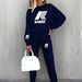 Women's Printed Two Piece Tracksuit, Long Sleeve Pullover Top And Drawstring Waist Pants, Casual Sportswear For Spring And Fall_voghion.com
