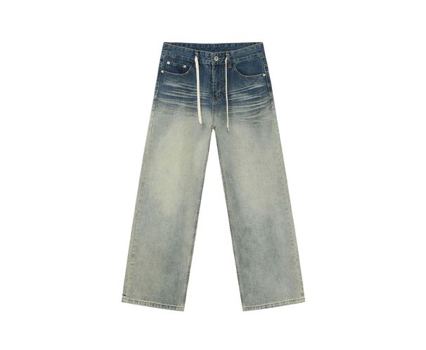 EF JEANS | 2025 Spring New Product Casual Retro Washing Gradual Change Whitening Lace Up Old Jeans Trendy Man_voghion.com