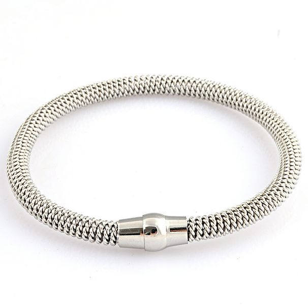 Stainless Steel Spring Cable Bracelet Elastic Magnet Buckle Jewelry Fashion Jewelry Bracelet Titanium Steel Jewelry_voghion.com
