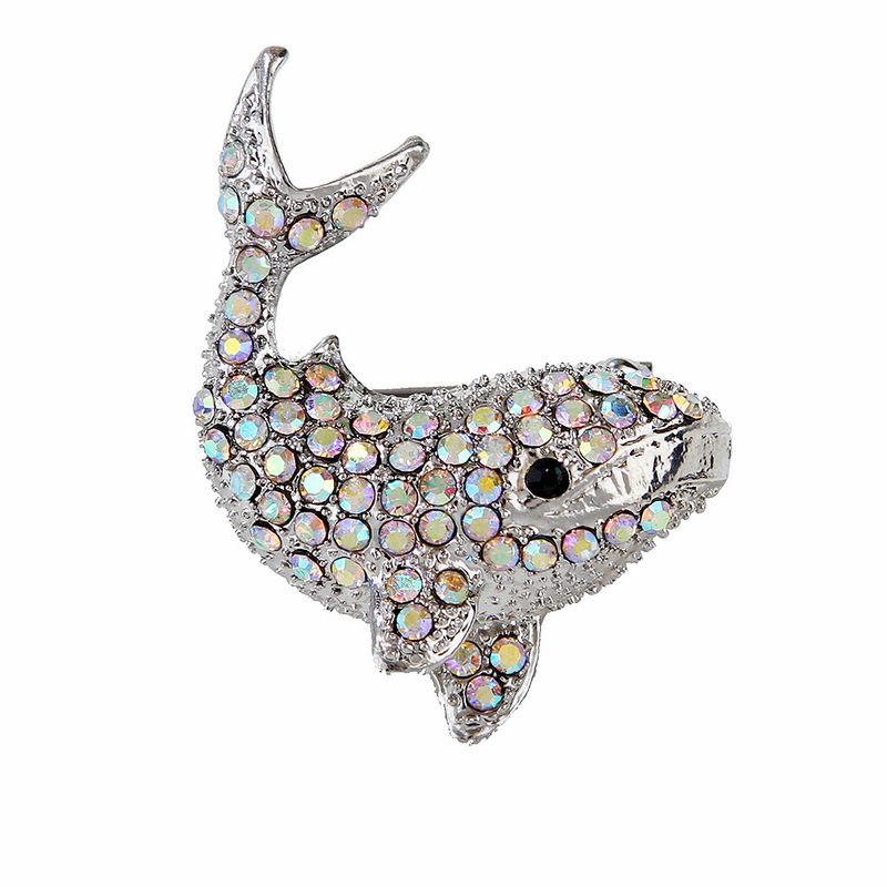 Korean fashion new whale dolphin full diamond brooch coat personality pin fashion clothing accessories_voghion.com