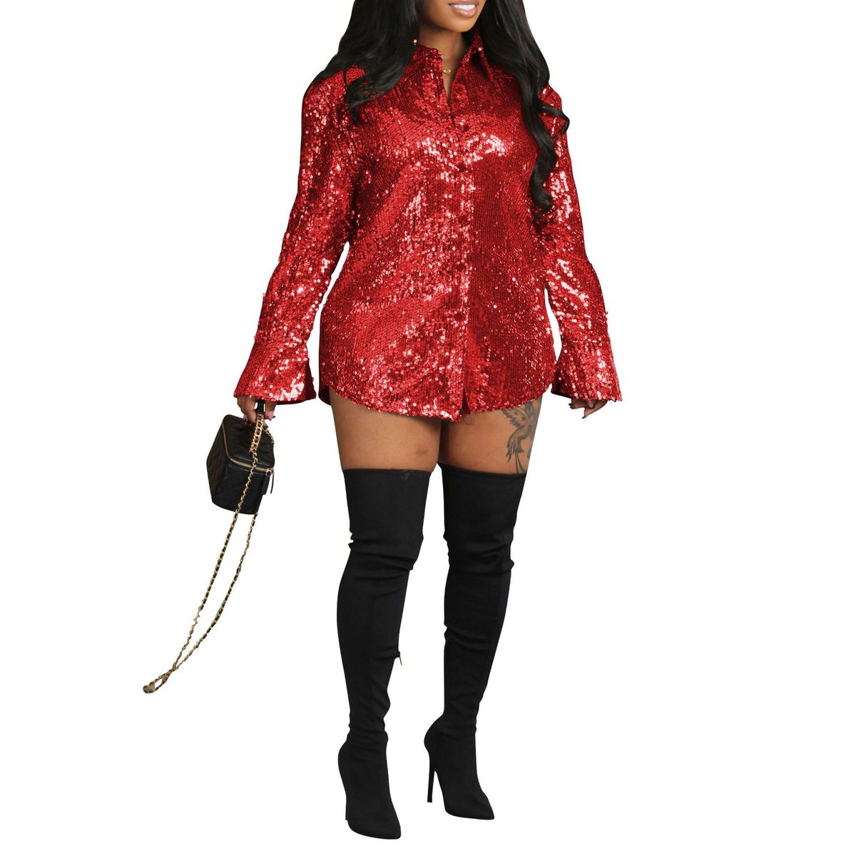 Verve AL293 Women's Sequin Shirt Jacket_voghion.com