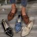 Slim Pointed Toe Plus Size Flat For Women 2025 Fashion Slip-On Bowknot Casual Breathable Color Block Shoes_voghion.com