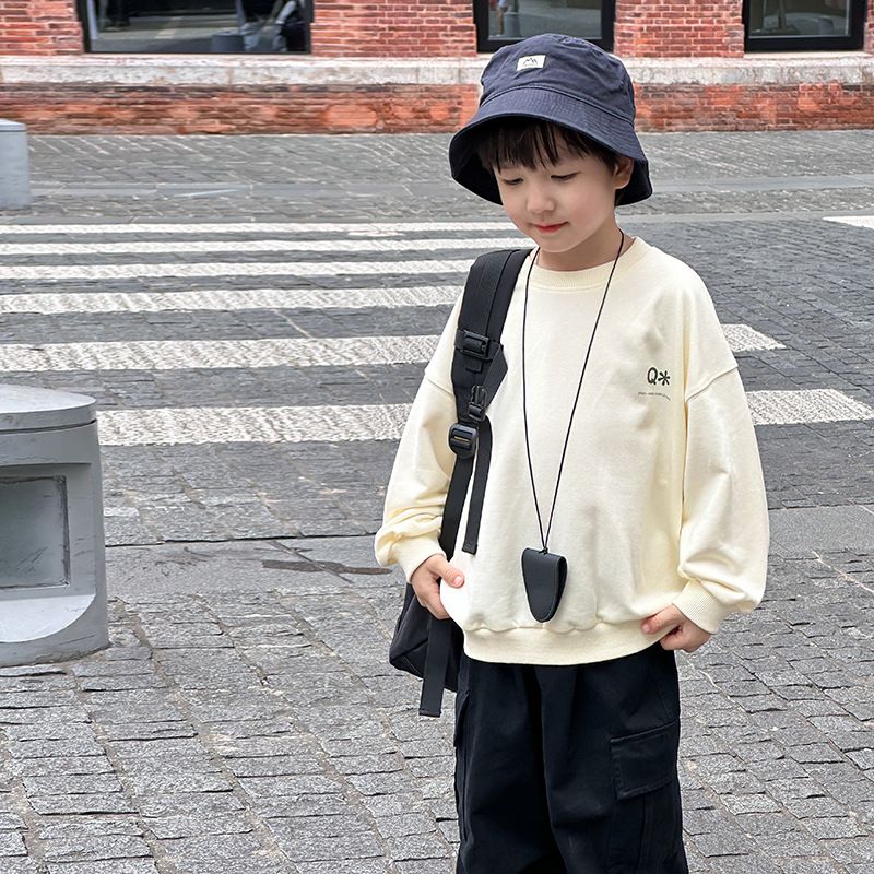 Toddler Boys Clothing Autumn And Winter Middle And Large Personalized Letter Cartoon Round Neck Sweatshirt_voghion.com