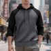 Men's Contrast Color Raglan Hoodie – Plaid Pattern Long Sleeve Casual Jacket (Military Green/Khaki, Gray/Black, S-XXXL)_voghion.com