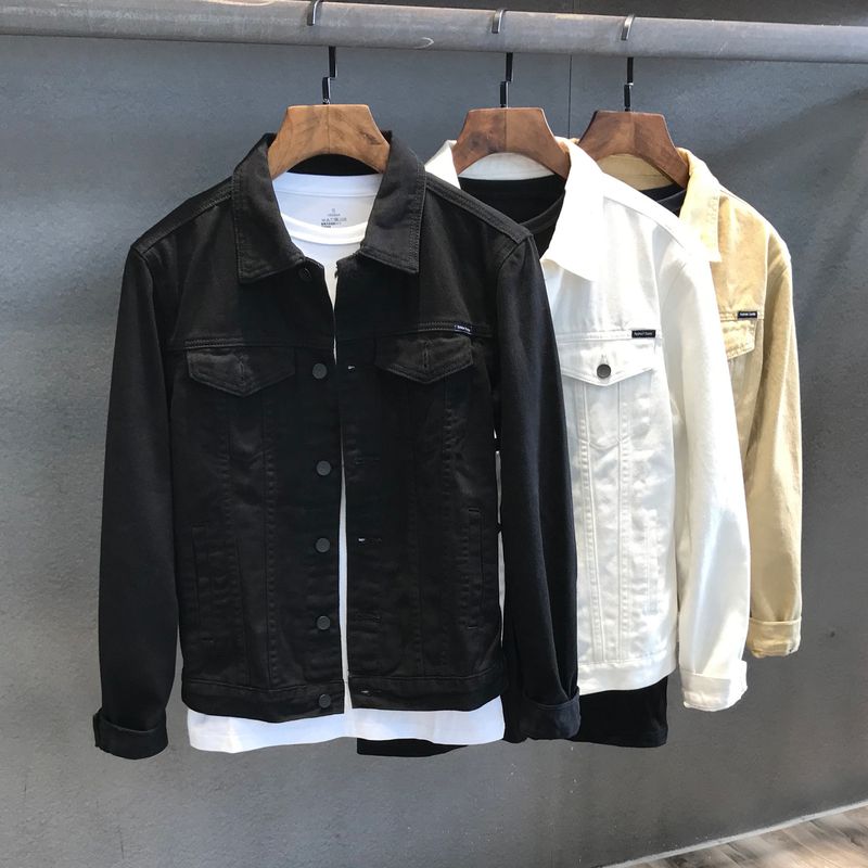Herrenbekleidung Frühling und Herbst Casual Slim Fit Weiße Jeansjacke Herrenoberteile Casual Workwear Jeansjacke Herren_voghion.com