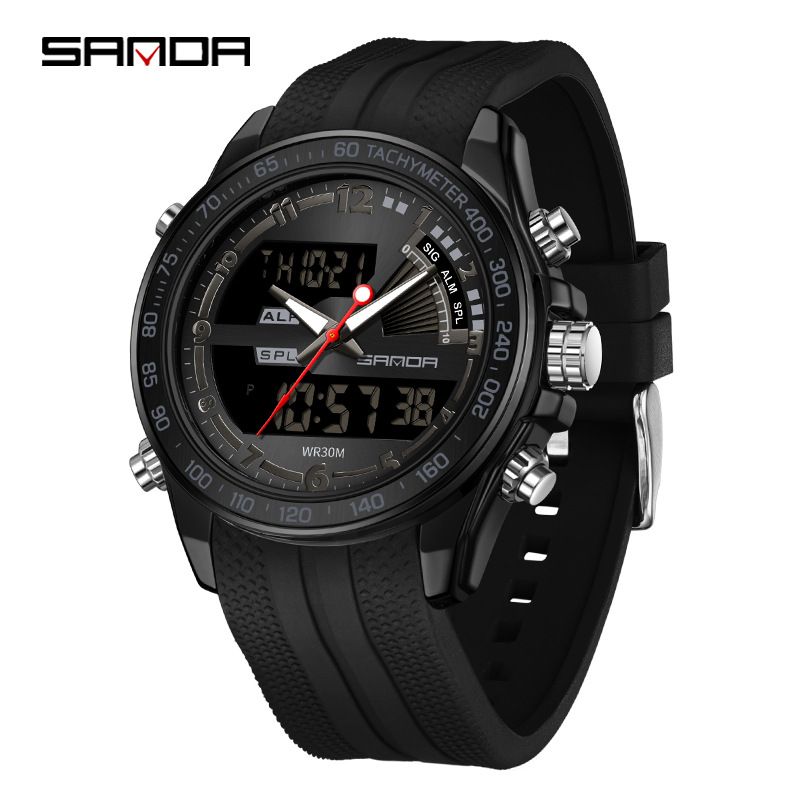 Digitale Analoguhr für Herren mit Multifunktion, leuchtendem Display, 50 m Wasserdichtigkeit, strapazierfähigem Silikonarmband für Sport, Business und Freizeit_voghion.com