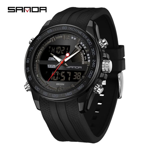 Digitale Analoguhr für Herren mit Multifunktion, leuchtendem Display, 50 m Wasserdichtigkeit, strapazierfähigem Silikonarmband für Sport, Business und Freizeit_voghion.com