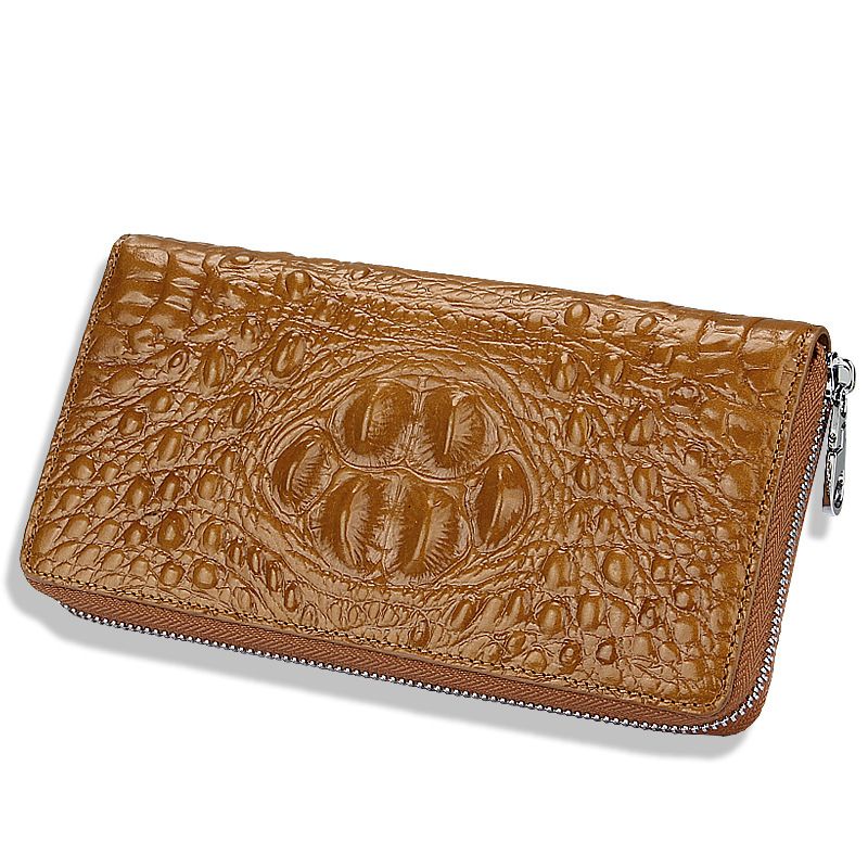 Portafoglio da uomo con motivo coccodrillo, da lavoro, lungo, in pelle, personalizzato_voghion.com
