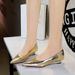 7200 French Retro Banquet Pointed Toe Wedge Women's Metal Surface Elegant Hand-grab Pattern Comfortable Versatile_voghion.com