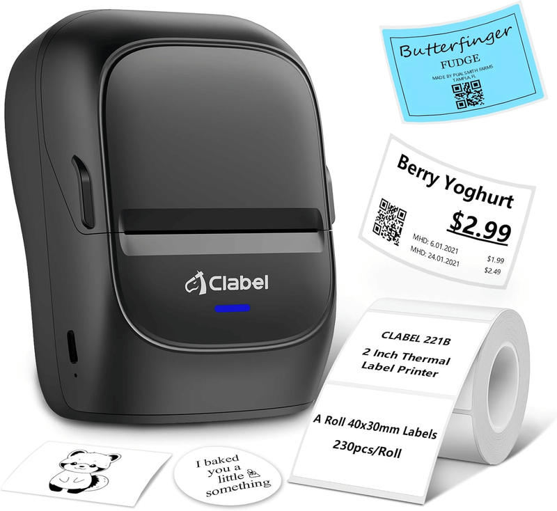 Label Maker Machine With Tape: 221B Thermal Inkless Label Printer 2 Inch Mini Portable Bluetooth Handheld Sticker Barcode Labeler Compatible With Phone & PC For Small Business Retail Office_voghion.com