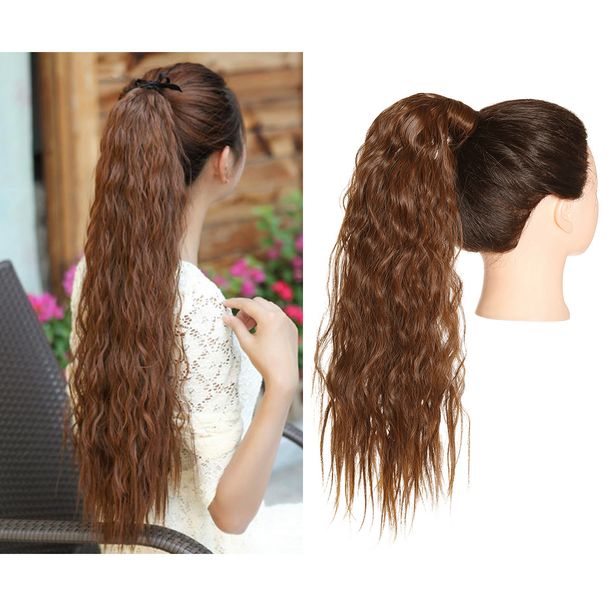 paryk hestehale kvinders lange krøllede hår majs perm glossende krog og løkke hestehale paryk hår forlængelsesstykke_voghion.com