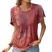 Plus Size 2025 Summer New Women's Printed Pattern Round Neck T-Shirt Short Sleeve Pullover Best For Summer_voghion.com