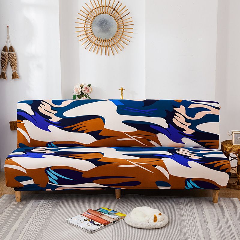 Simple scratch-resistant waterproof sofa bed cover elastic folding armless sofa bed cover full package solid color universal_voghion.com