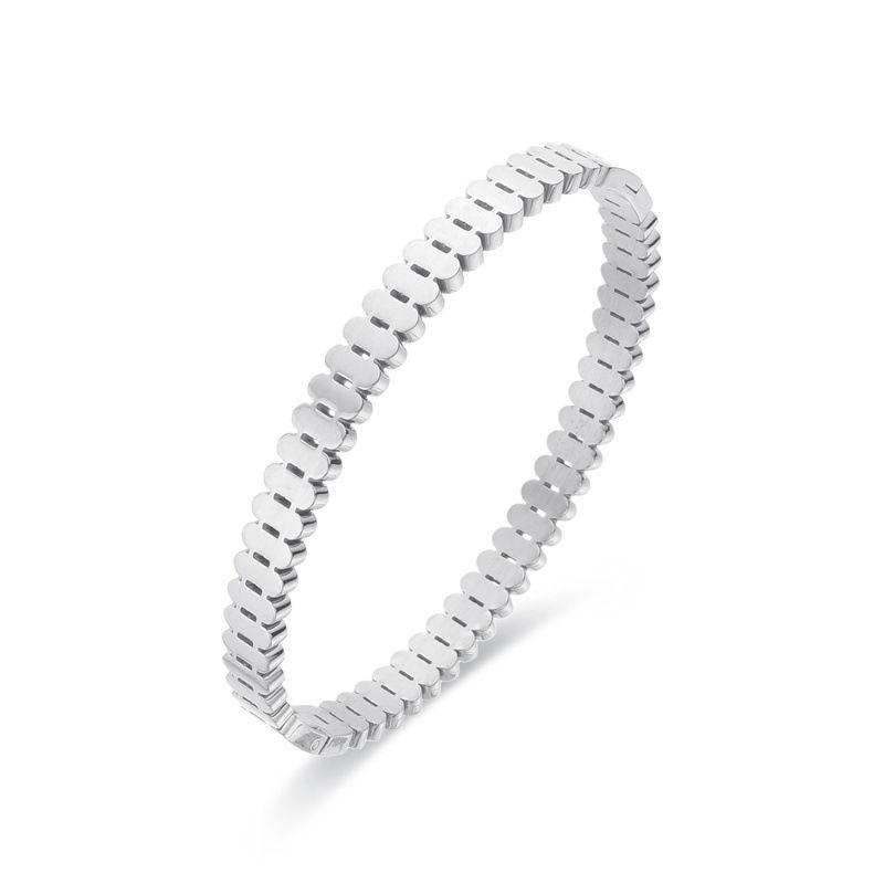 Bracelet simple en acier titane et acier inoxydable plaqué, motif réservoir, léger, luxueux, avec boucle, pour femme_voghion.com