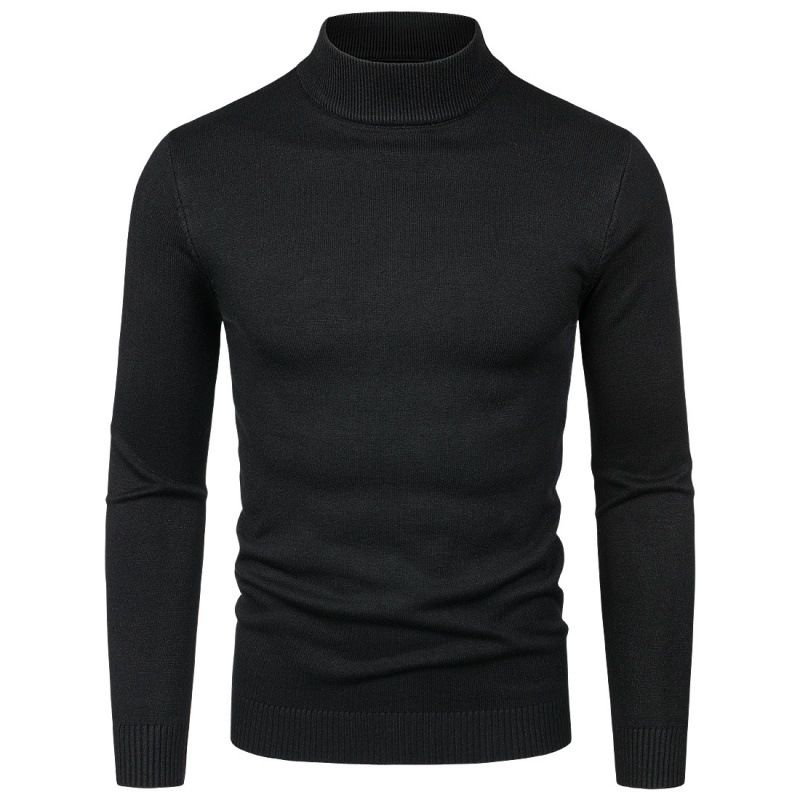 Running volume men's solid color sweater half turtleneck one-size-fits-all long-sleeved sweater bottoming shirt_voghion.com